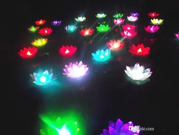 19 инча Led лампа с цвете лотос в Цветна Променена плаваща вода, която желае Светлина, Водни Светлини За сватбени партита, Декорации