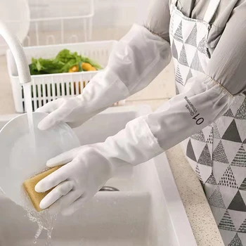 Ръкавици за Миене на съдове от PVC с дълги Маншети, Удобни за Кожата за Многократна употреба Кухненски Ръкавици