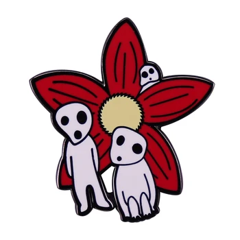 Принцеса Мононоке Кодама брошка Загиваха аниме Икона Червено Цвете Прекрасно Малко Бяло Същество Дърво Парфюм за Жени 2021 Нови Аксесоари
