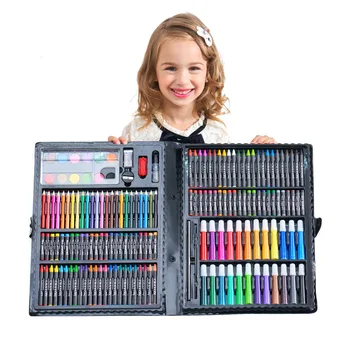 Всичко в 1 Детски комплект за графити, графични маркери за рисуване писалка за рисуване на манга, Стоки за бродерия, 168 бр., восъчна пръчка, молив, пигменти, гама