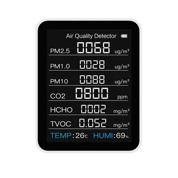 Нов 8-в-1 Монитор на качеството на въздуха CO2 ФПЧ2.5 HCHO TVOC следи температурата и Влажността на Дома Детектор на Качеството на въздуха с Реални Сензори
