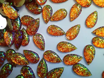 Нови sew кристали Gold AB цвят на 10*18 мм Каплевидная форма на смола, кристали, скъпоценни камъни strss ръчно шиене на рокли 120 бр./лот