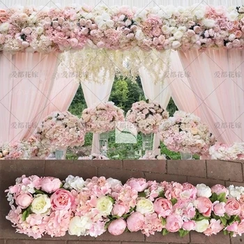 Розова Сватбена Павилион за Цветя, ленти квадратен навес украса украса Сватбена украса 4 м x 24 cm