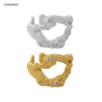 KIKICHICC 925 Сребро Златен Устата Циркон Чар Променящи се Размери на Пръстени Регулируеми Дамски Модни Бижута Crystal Пънк Рок