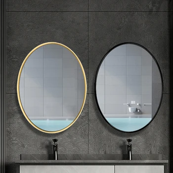 Скандинавски Овално Огледало За Грим Спалня Небьющееся Почистващо Огледало За Баня Чисто Естетически Espejo Inteligente Аксесоари За Баня