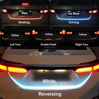 1.2 M 12 В RGB Поток Вид LED Авто Задни Борда Ленти Водоустойчив Спирачка Шофиране Указател на Завоя Автомобилен Стайлинг 4 Цвята