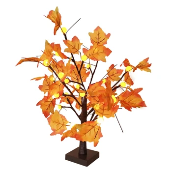 Led Тиква Кленов Лист от Дърво Светлина 24 Топли Бели светодиода Есенни Приказни Светлини Ден на Благодарността Украса