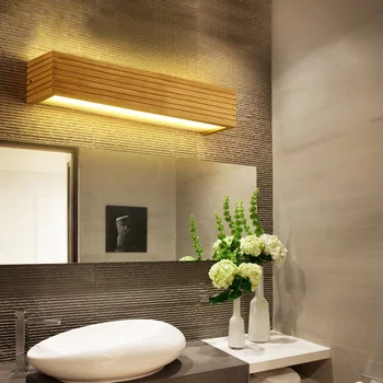 Модерни Led осветление Стена За помещения, Дървена Огледало, Лампа За Баня, Лампа За Грим, Японски Дизайн, Топъл Домашен Декор