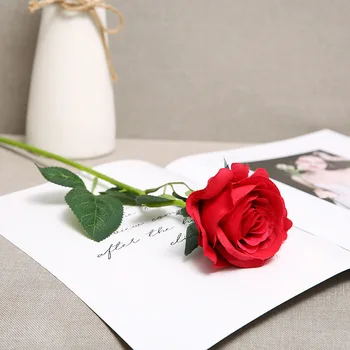 Фалшив единния байковый фалшив розов Фалшив сушена цвете, подарък за Свети Валентин сватбена украса Букет на булката