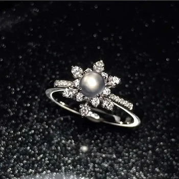 Оригинален дизайн diamond лед естествен или яйце кръгла снежинка открывающееся регулируем пръстен са свежи и елегантни сребърни бижута