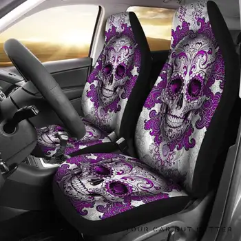 Комплект от 2 Покривала за автомобилни седалки Sugar Skull Day Of The Dead 232205, комплект от 2 Универсални защитни покривала за предните седалки