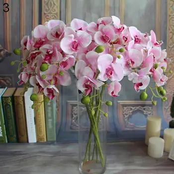1 комплект (7 глави) пластмасови вази с орхидеи-пеперуди за домашен декор на сватбени декоративни цветя, Коледни подаръци кутия с изкуствени цветя,