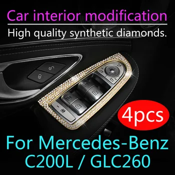 4 бр. За Mercedes-Benz C200L GLC260 Промяна в интериора на Автомобила Модификация Ключ Diamond Украса Прозорец Ключ Украса