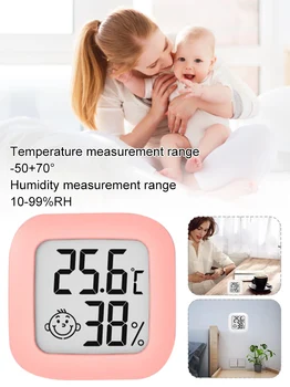 Мини Цифров Термометър, Влагомер за помещения, Измерване на Температура и Влажност, Датчик с LCD Дисплей за вашия Офис, Училище