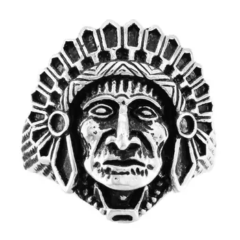 FANSSTEEL Бижута От Неръждаема Стомана, Вожд на Индианско Племе, Медальон, Пръстен FSR07W67