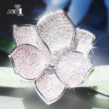 YaYI Бижута Мода Принцеса Нарязани Зубец Инсталиране на 200 + AAA Кубичен Цирконий Сребърен Цвят Сватба Сватбени Скъпоценни Подарък Пръстен