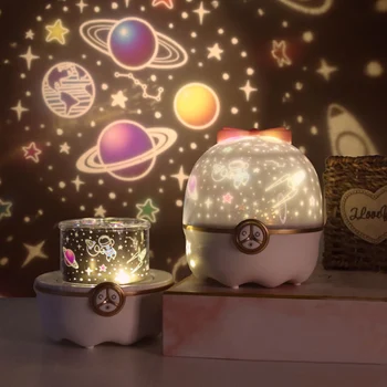 Звездното Небе Океан Проектор нощна светлина 8 Ротационни Прожекции USB Музикален лека нощ Детски Рожден Ден, Подарък за Коледа Спалня Декорация на Дома