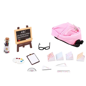 Мащаб 1:12 Куклена Къща Ученически Пособия Моделиране На Сцени Лаптоп Гама На Училищна Чанта Книги Аксесоари За Куклата Къща Играчки
