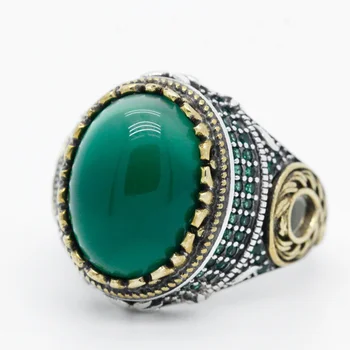 Властное мъжки пръстен, модерен двуцветен Творчески кръг смарагд Стъклени пръстени с Пълнеж за мъже, сватбен подарък за годишнина от годеж