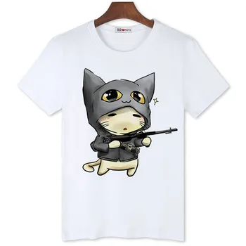 Чудесна тениска с мультяшными на котки, скъпа популярна тениска aniaml за мъже, Оригинални маркови ежедневни ризи с добро качество
