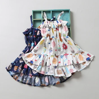 Рокля за момичета 2022 г., Нова Лятна детски дрехи, рокля с принтом 