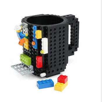 12 унции 10 цвята Lego Строителни Блокове Куб Чаша Мляко, Чай Кофр Блок Пъзел Тип Саморазмешивающаяся Чаша Блок Пъзел Чаши