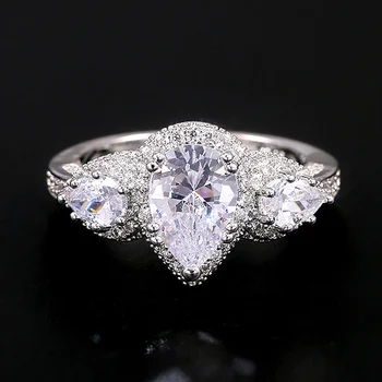 USTAR Капки Вода цирконии Годежни пръстени за жени блестящ камък CZ годежни пръстени дамски модни бижута анел bague