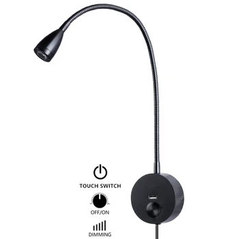 Tokili Штекерная Лампа за Четене с USB порт Сензорно включване/Изключване/на Регулатори Монтиране на Прожекторите на Таблата халба бира с гъши врата