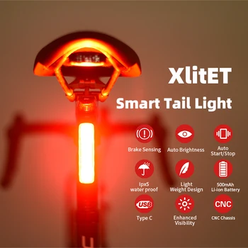 ENFITNIX XlitET Велосипеден Автоматична Спирачка Задна Светлина Нощен Велосипеден Задна Светлина МТБ Пътен под Наем Подседельный Пин Защитно Лампа