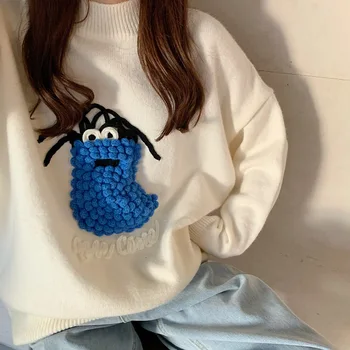 Жена пуловер, корейски пуловер с анимационни герои, женски 2022, новият есенно-зимния дебел пуловер с кръгло деколте, вязаная дрехи, дамски пуловер