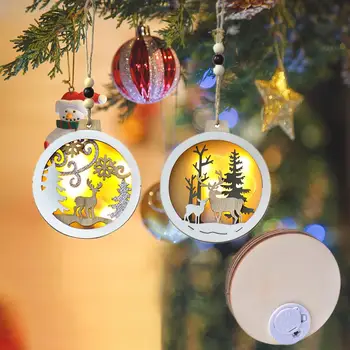 2022 Нова Година Коледна Украса Подарък Лосове Коледна Висулка Дървена Декорация На Дома, Коледно Дърво Led Лампа Висулка