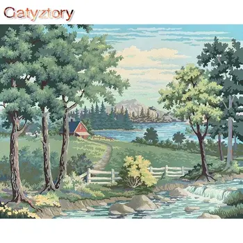 GATYZTORY 60x75 см Картина На Номера Селски Пейзаж Бескаркасная картина със Собствените си Ръце По Номера На Платно Цифров Ръчно Боя Начало Декор