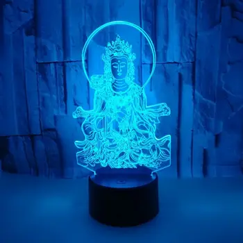 Новата Статуя на Буда 3d Нощен Настолна Лампа Семицветная Тъчпад 3d Визуални Лампата за Подарък На Поръчка 7 цвята 3d Настолна Лампа